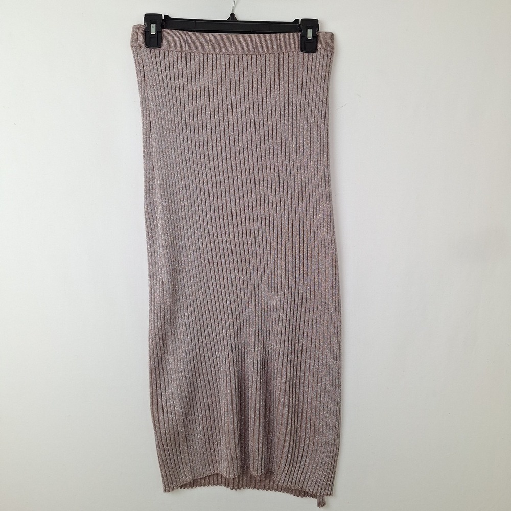 Quiet Luxury Mauve Taupe M Women's Ribbed Knit Midi Pencil Skirt Pants Store